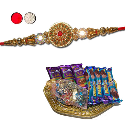 "Rakhi - FR- 8370 A (Single Rakhi), Choco Thali - code RC09 - Click here to View more details about this Product